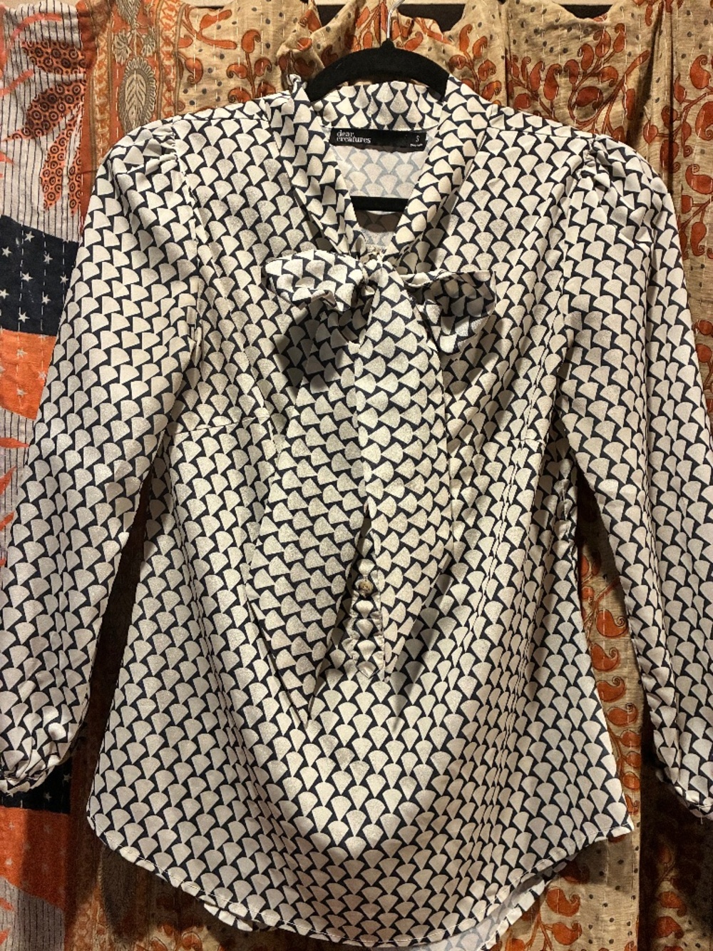 Dear Creatures Tie Neck Blouse S